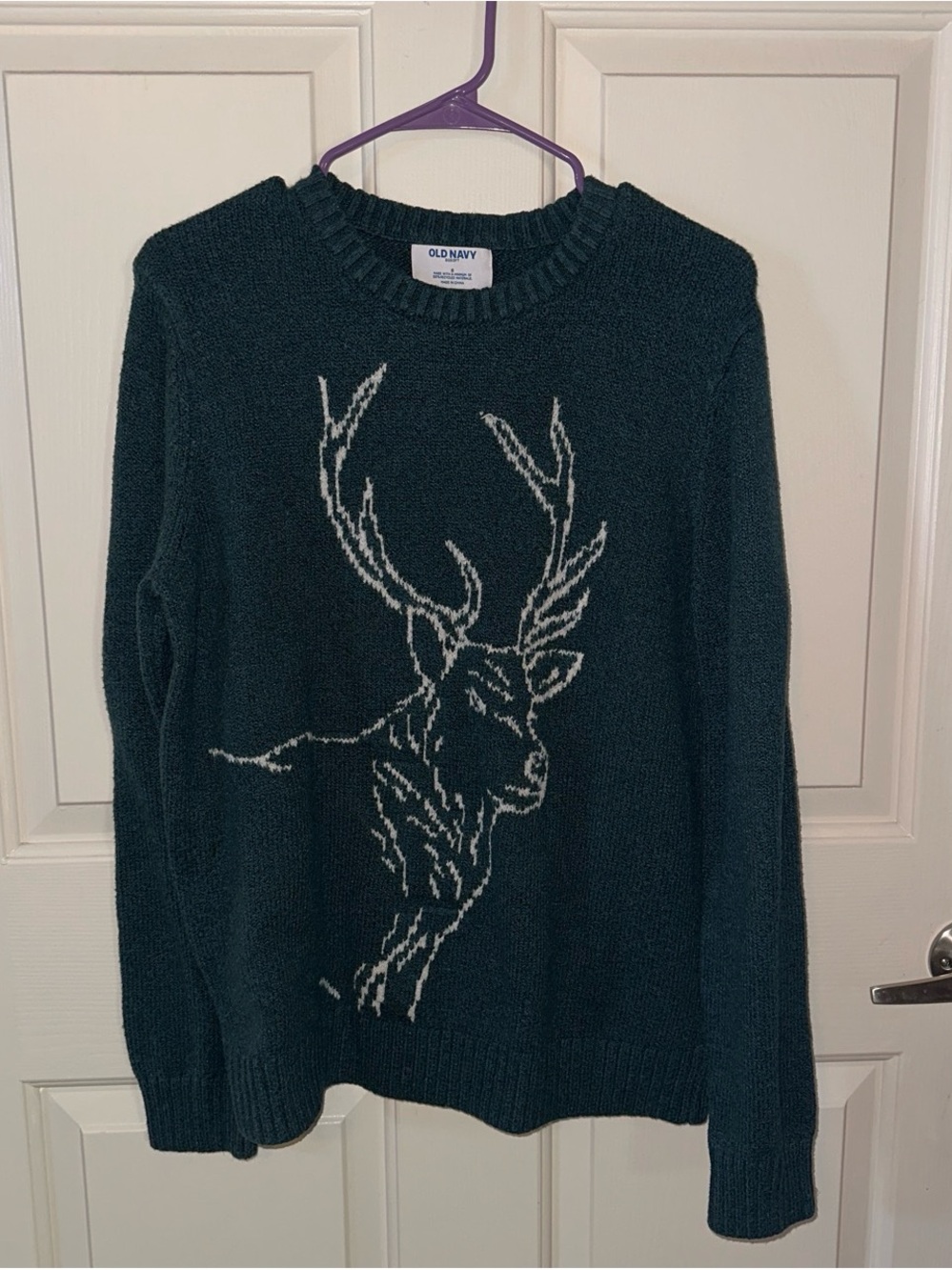Old Navy Teal Crewneck Sweater with White Accent